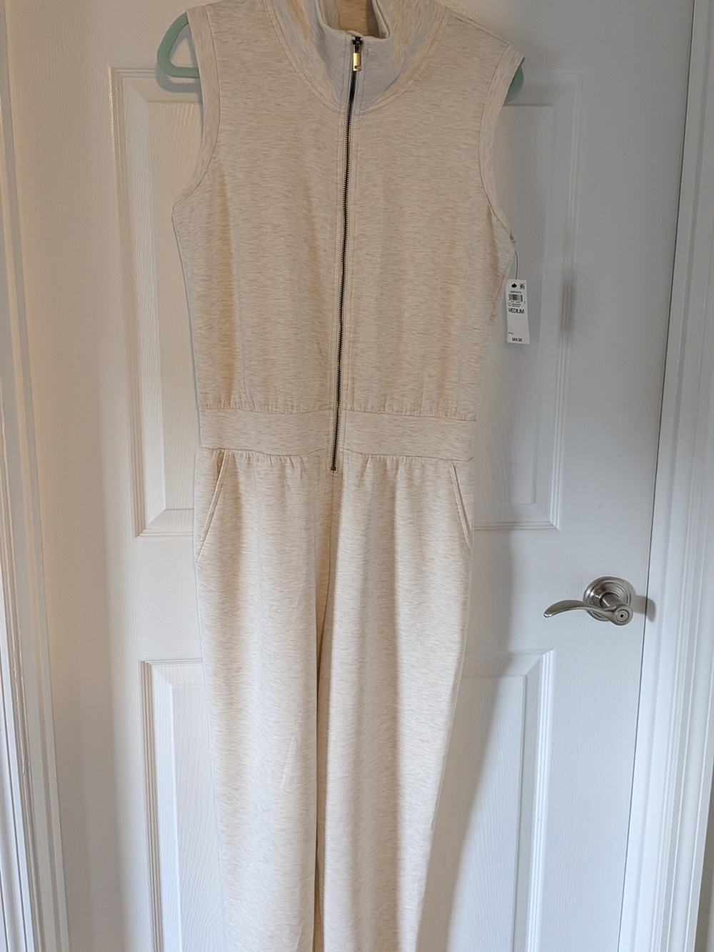 NWT ID ldeology Bali Sand Heather Zip Front Jumpsuit Medium